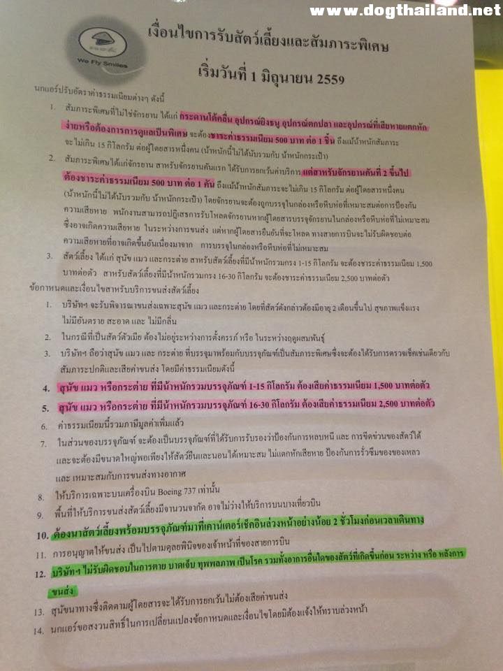 นกแอร์ เปิดให้โหลดสัตว์เลี้ยง ขั้นต่ำน้องหมาหนัก 1-15 กิโลกรัม 1500 บาท เริ่มวันที่ 1 มิ.ย.59