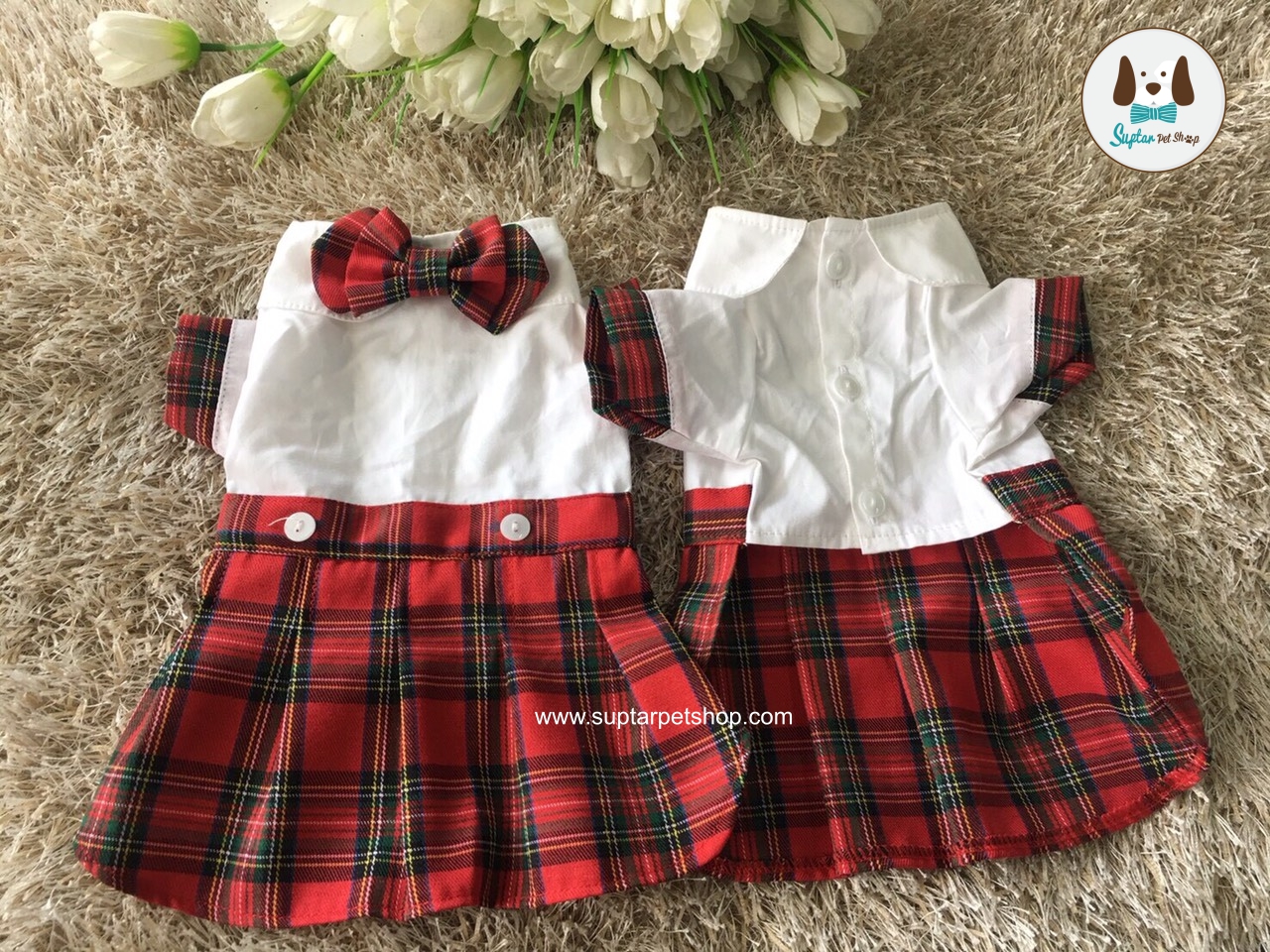 ชุดนักเรียนสุนัข ชุดนักเรียนน้องหมา น้องแมว ชุดนักเรียนนานาชาติ หมาแมว ราคาถูก