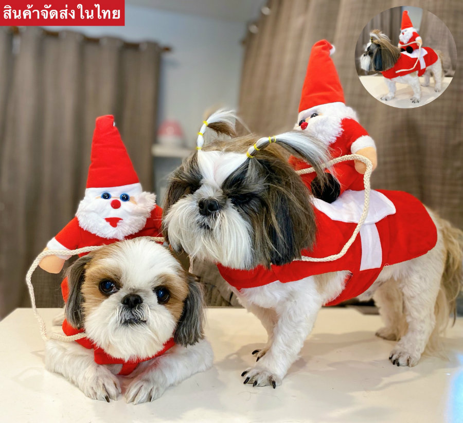 ชุดคริสต์มาสหมา Santa Claus หมา ชุดซานตาครอสหมา ซานต้าหมา ซานต้าแมว คริสมาสหมา เสื้อหมา เสื้อแมว Pet Christmas ชุดแฟนซีหมา แมว