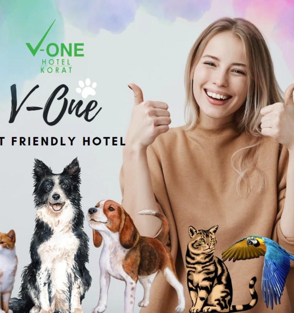 โรงแรมวี วัน โคราช (V-One Hotel Korat) ที่พักโคราชสัตว์เลี้ยงเข้าพักได้ ที่พักกลางเมืองโคราชหมาพักได้ สัตว์เลี้ยงพักได้ไม่จำกัดน้ำหนัก