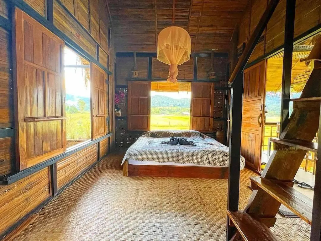 บ้านนอก ฮอกควาย เมืองคองโฮมสเตย์ ที่พักเชียงดาว วิวทุ่งนา–ดอยหลวง หมาแมวพักได้ (หมาใหญ่ก็พักได้ด้วย)