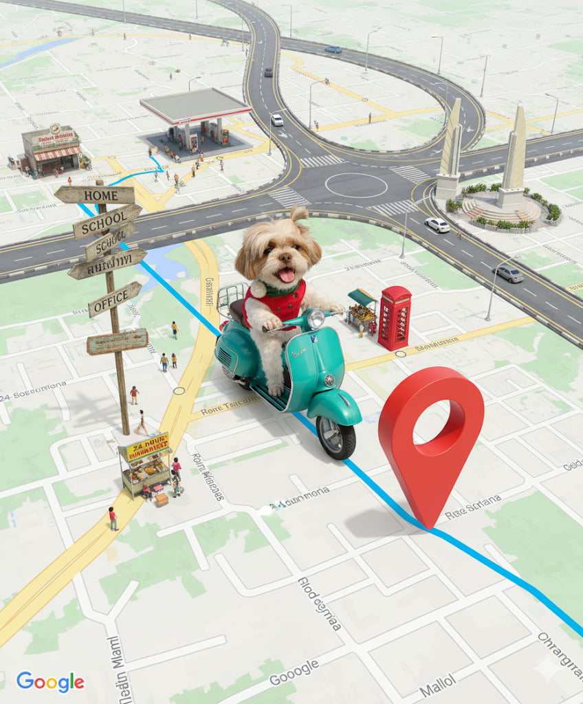 แจก Prompt ฟรี! ทำภาพขี่เวสป้าสีคลาสสิกอยู่บนแผนที่ Google Maps ท่องเที่ยว ด้วย Gemini, ChatGPT และ AI Studio