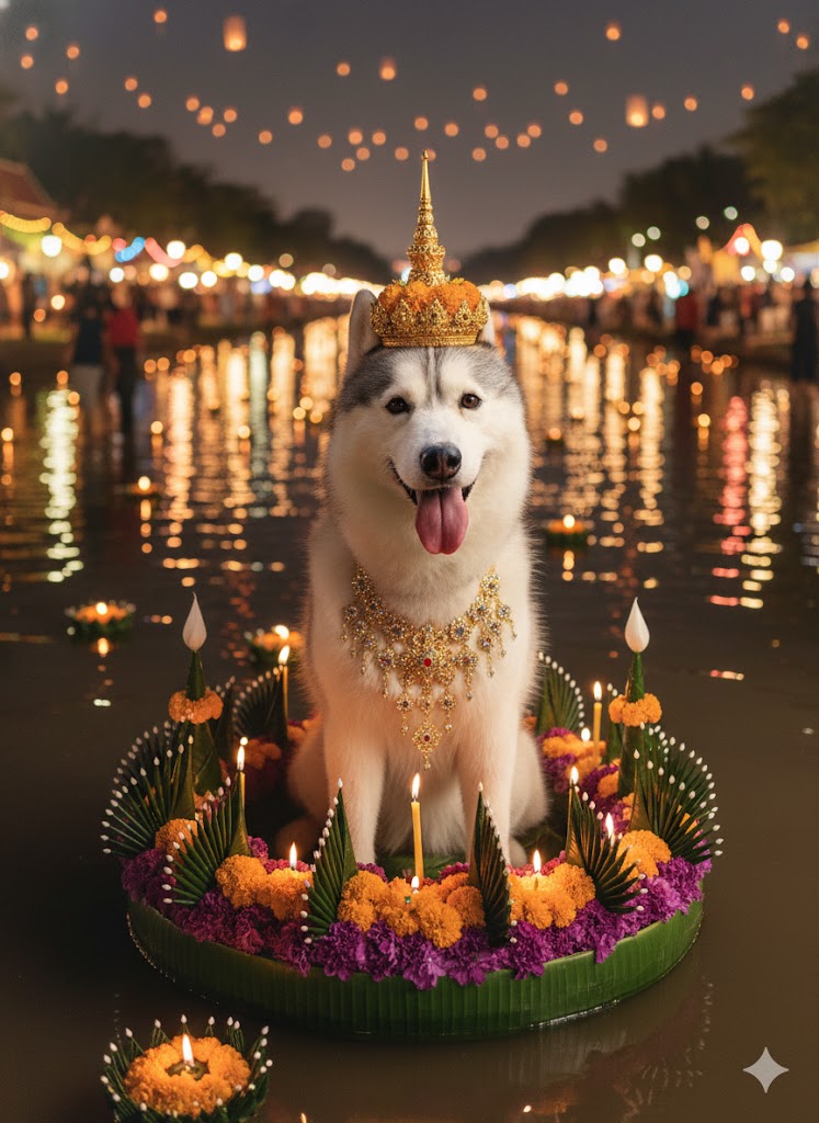 แจก Prompt AI ลอยกระทง 2025: เนรมิตภาพคน & น้องหมาแมวกระต่าย ในชุดไทยสุดหรู สุดปัง สมจริง 8K