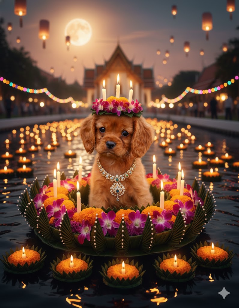 แจก Prompt AI ลอยกระทง 2025: เนรมิตภาพคน & น้องหมาแมวกระต่าย ในชุดไทยสุดหรู สุดปัง สมจริง 8K