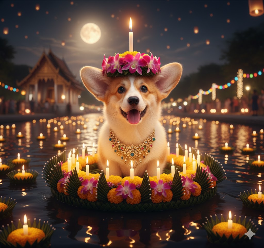 แจก Prompt AI ลอยกระทง 2025: เนรมิตภาพคน & น้องหมาแมวกระต่าย ในชุดไทยสุดหรู สุดปัง สมจริง 8K