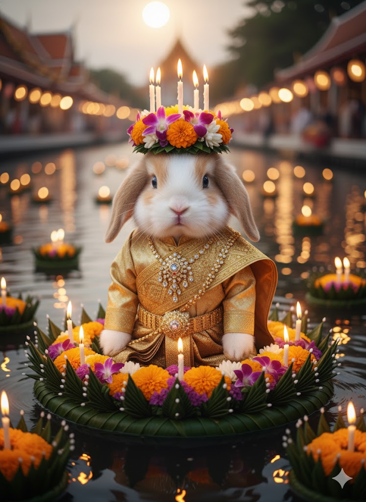 แจก Prompt AI ลอยกระทง 2025: เนรมิตภาพคน & น้องหมาแมวกระต่าย ในชุดไทยสุดหรู สุดปัง สมจริง 8K