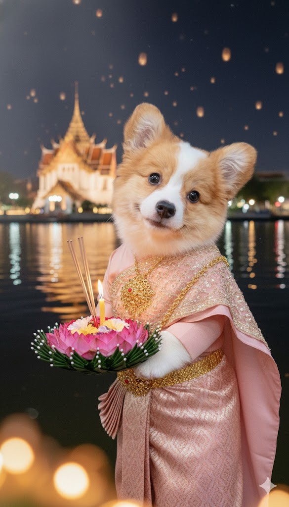 แจก Prompt AI ลอยกระทง 2025: เนรมิตภาพคน & น้องหมาแมวกระต่าย ในชุดไทยสุดหรู สุดปัง สมจริง 8K