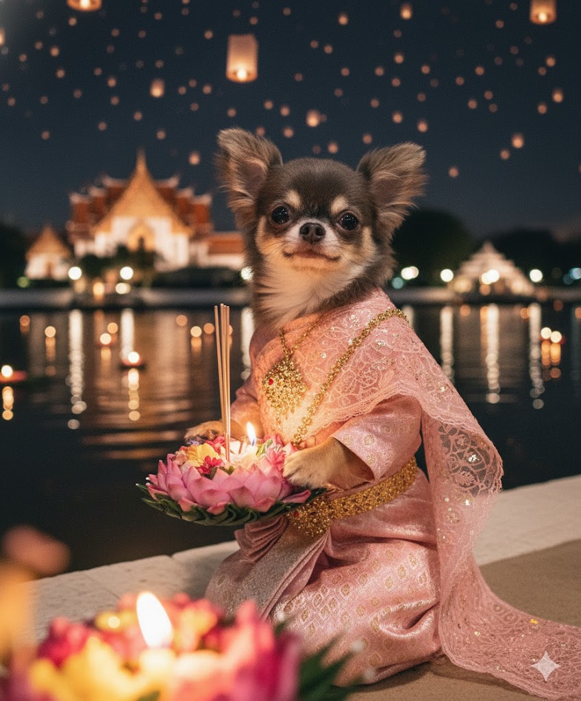 แจก Prompt AI ลอยกระทง 2025: เนรมิตภาพคน & น้องหมาแมวกระต่าย ในชุดไทยสุดหรู สุดปัง สมจริง 8K