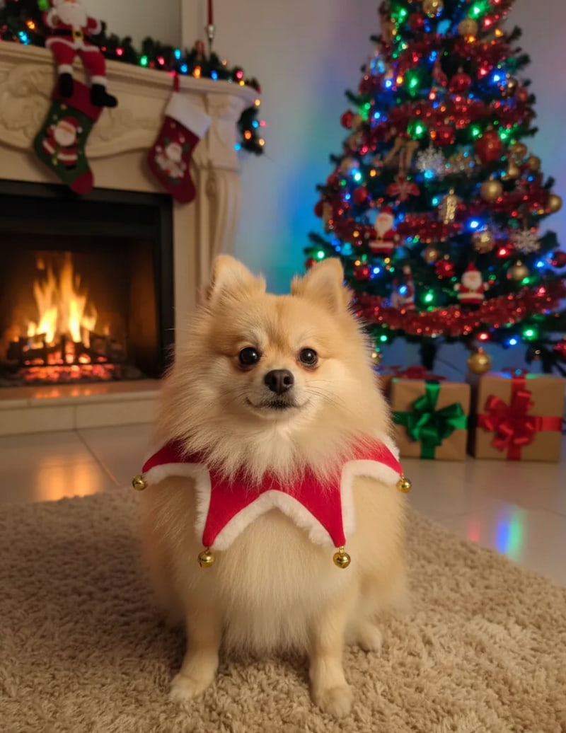 Prompt AI คริสต์มาส 2025: ฟรี! ทำภาพหมาแมว สัตว์เลี้ยง ในชุดเอลฟ์/ซานต้า 8K