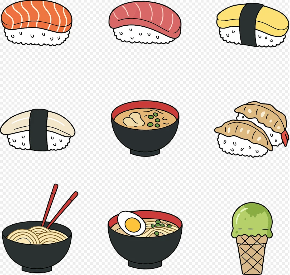 ไอคอน อาหารญี่ปุ่น น่ารักมาก ตกแต่ง เว็บ ร้านค้า ร้านอาหาร