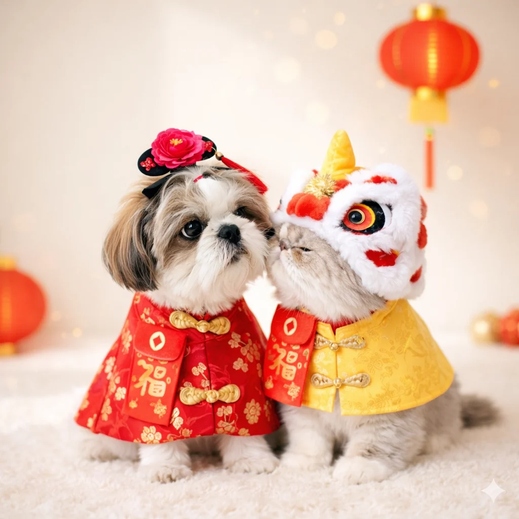 ชุดจีนสุนัข-แมว 2569 อัปเดตแฟชั่นตรุษจีนปีม้า เสื้อกี่ ...