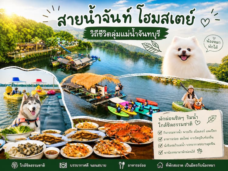 30 โฮมสเตย์จันทบุรี หมาพักได้ ใหม่ล่าสุด บุฟเฟ่ต์ทะเลไม่อั้น ปู กุ้งจัดเต็ม หมาใหญ่พักได้