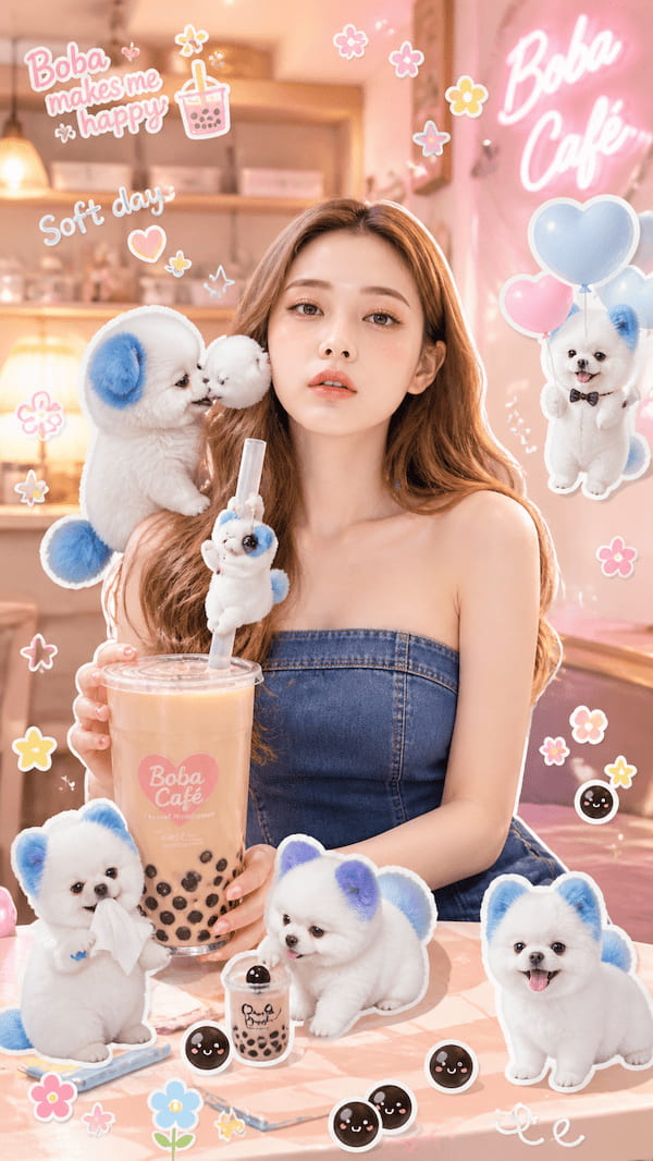 แจก Prompt AI เปลี่ยนรูปคน + หมาแมว เป็นภาพเกาหลีสุดน่ารัก ✦ Korean Sticker Cafe Style ทำง่ายมาก