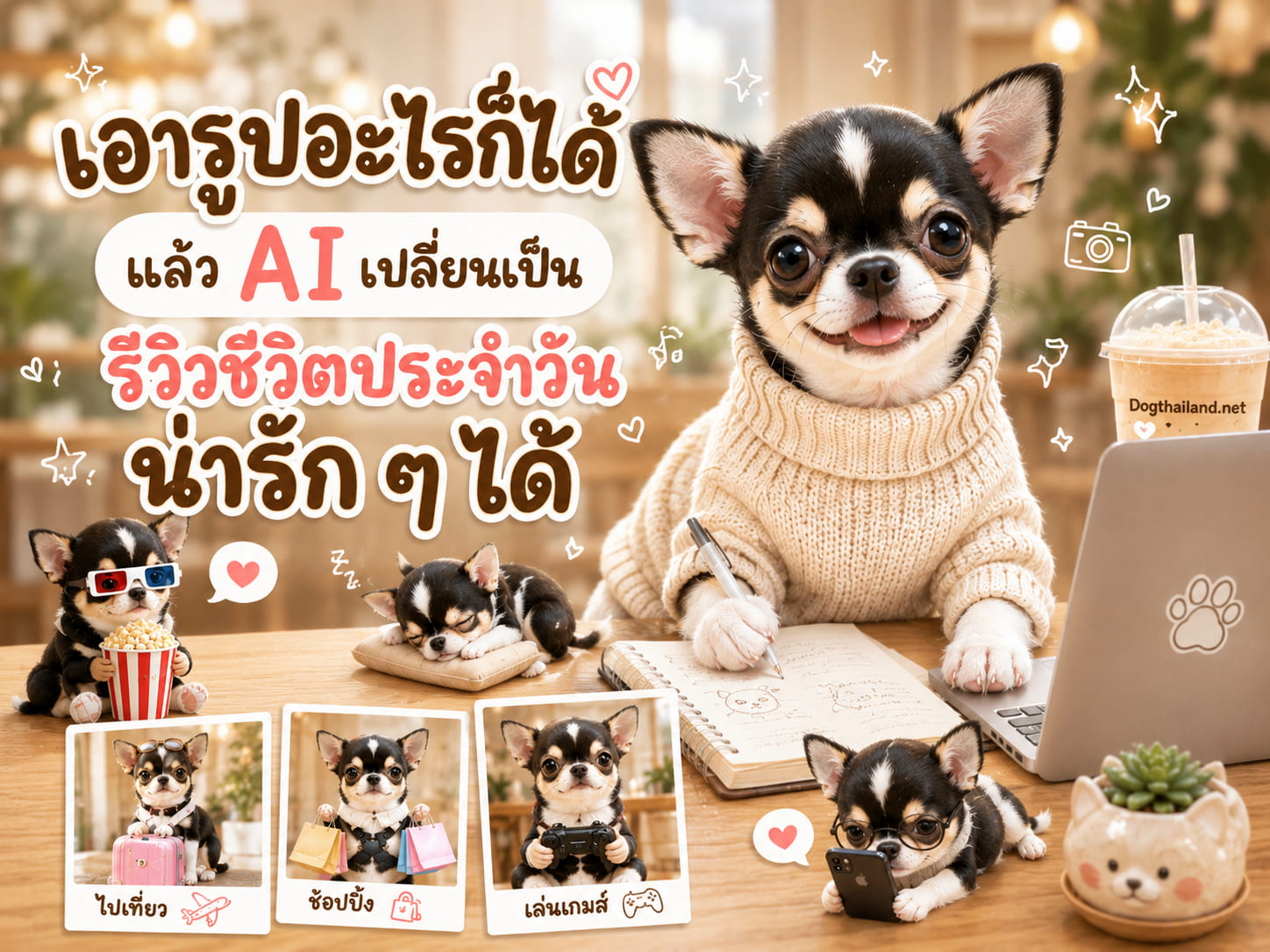 Prompt AI ChatGPT เปลี่ยนรูปคน หมาแมว เป็นภาพรีวิวชีวิตประจำวันสุดน่ารัก ไม่ต้องวาดรูปเก่งก็ทำได้