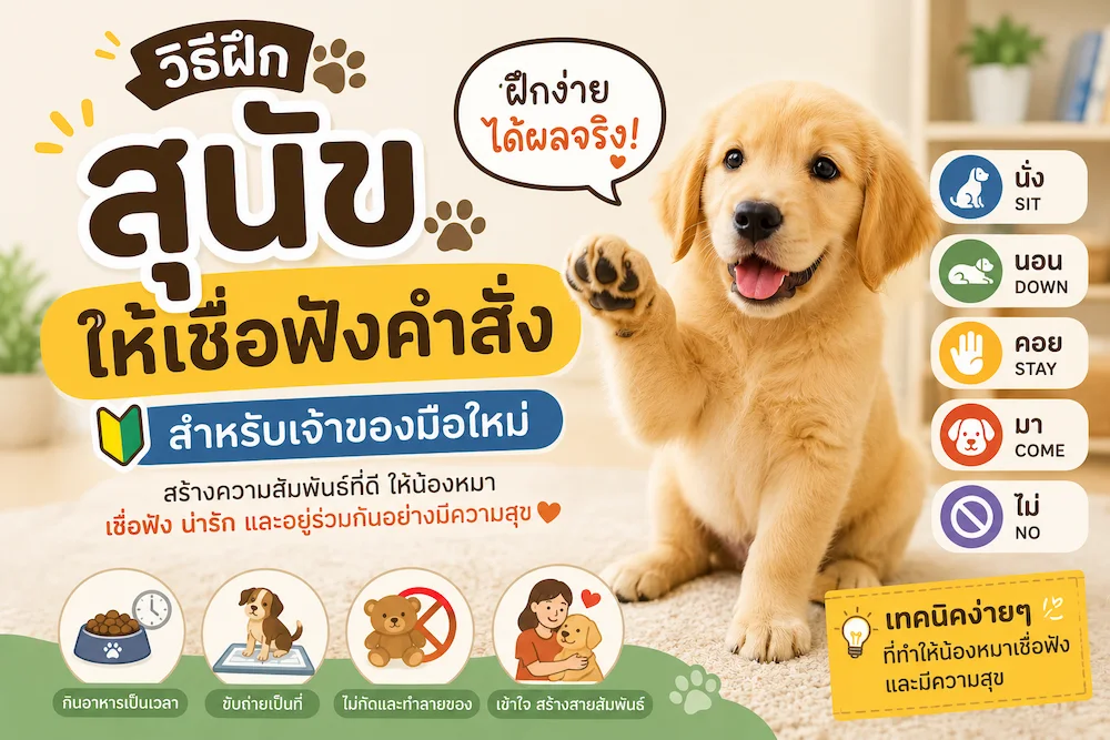 วิธีฝึกสุนัขให้เชื่อฟังคำสั่ง สำหรับเจ้าของมือใหม่ ฝึกง่ายได้ผลจริง