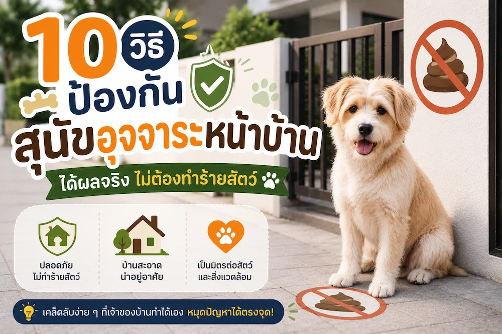 10 วิธีป้องกันสุนัขอุจจาระหน้าบ้าน ได้ผลจริง ไม่ต้องทำร้ายสัตว์ (อัปเดต 2026)
