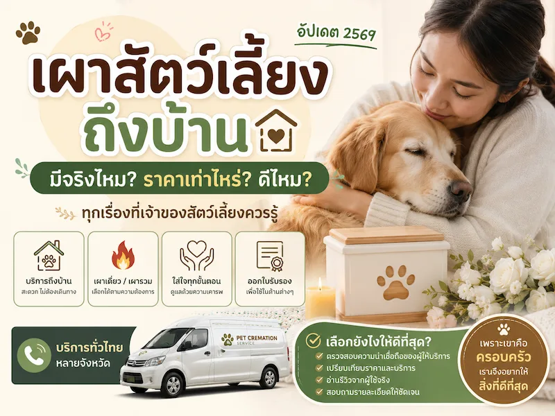 ฌาปนกิจสัตว์เลี้ยงถึงบ้าน มีจริงไหม? ราคาเท่าไหร่ อัปเดต 2569