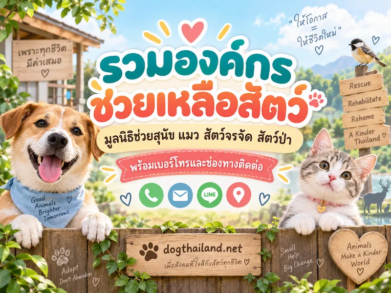 รวมองค์กรช่วยเหลือสัตว์ มูลนิธิช่วยสุนัข แมว สัตว์จรจัด สัตว์ป่า พร้อมเบอร์โทรและช่องทางติดต่อ