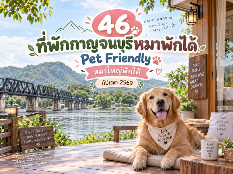 46 ที่พักกาญจนบุรีหมาพักได้ Pet Friendly แพริมน้ำ เขื่อนศรีนครินทร์ หมาใหญ่พักได้ อัปเดต