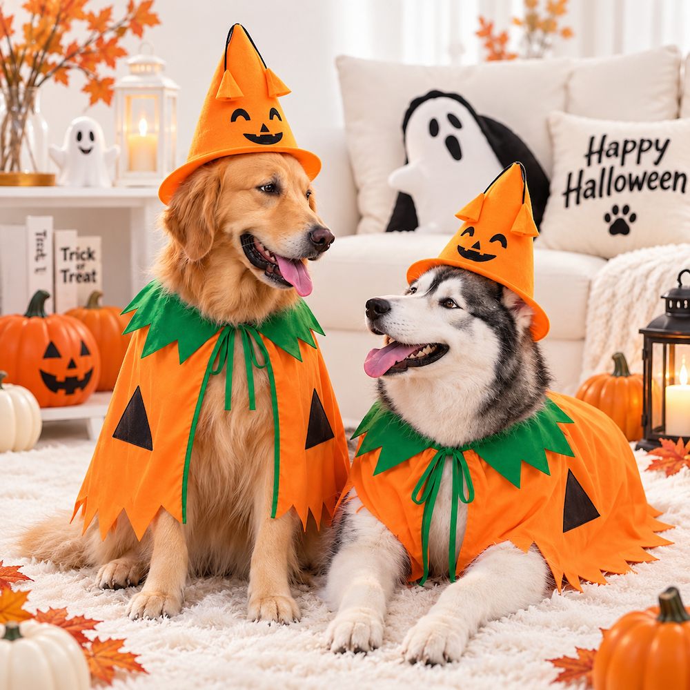 ชุดฮาโลวีนหมาแมว Halloween 2026 เสื้อหมา เสื้อแมว ชุดแฟนซี หมวก ปีกค้างคาว หมาใหญ่ใส่ได้