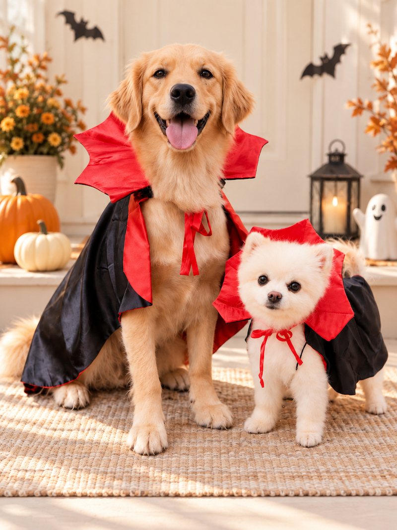 ชุดฮาโลวีนหมาแมว Halloween 2026 เสื้อหมา เสื้อแมว ชุดแฟนซี หมวก ปีกค้างคาว หมาใหญ่ใส่ได้ 
