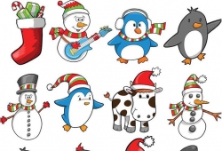 Cartoon Christmas animals vector การ์ตูนสัตว์โลกน่ารัก ต้อนรับปีใหม่