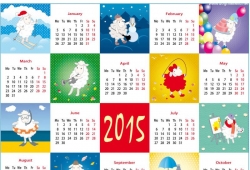 ปฎิทินสัตว์เลี้ยงน่ารัก ประจำปี 2015 Calendars with animals, vector designs